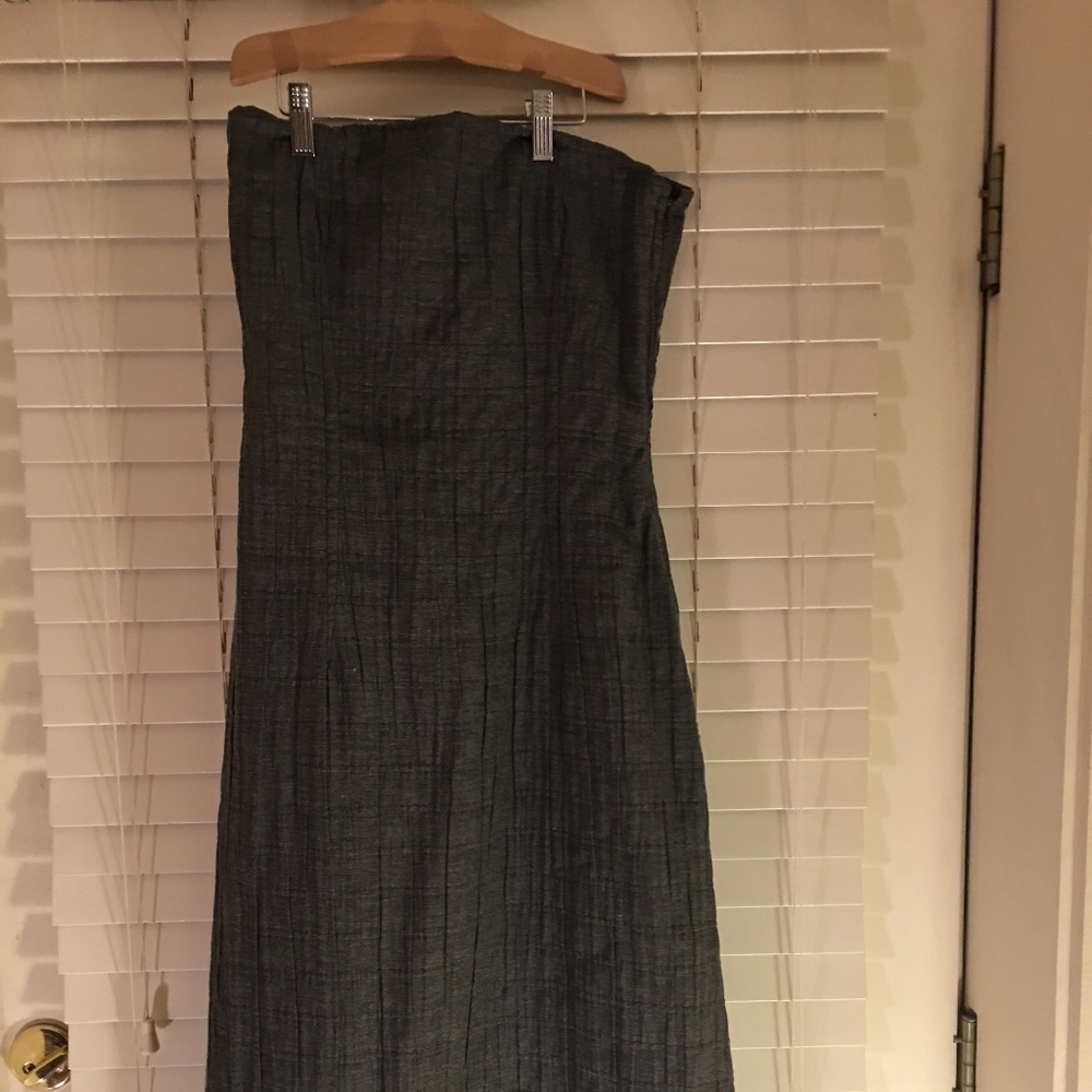 Michelle Mason Long Strapless Gray Dress Size 6